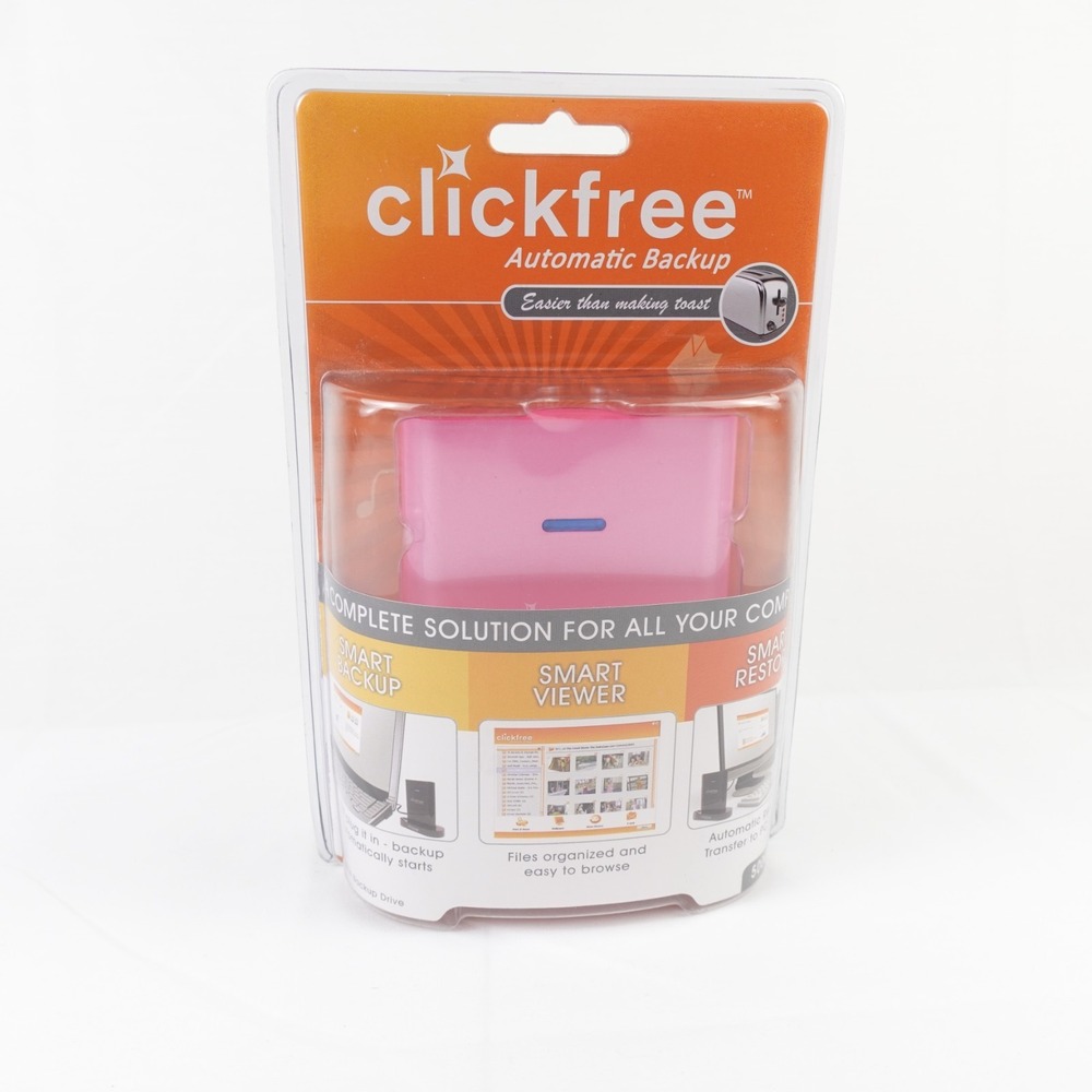 Clickfree Automatic Backup 500GB External Hard Drive Portable Backup NEW Sealed